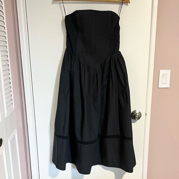 Anthropologie Cotton Poplin Strapless Midi Dress Black - Picture 6 of 14